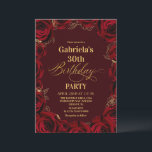 30th Birthday Party Burgundy Red Gold Floral Inbjudningar<br><div class="desc">Modern black and red with gold birthday invitation template is perfect for stylish birthday party. Elegant-minimalistic themed invite is full of fun and modern design elements,  elegant calligraphy and modern fonts. Birthdays are special days,  and this invite can help it make a memorable for friends.</div>