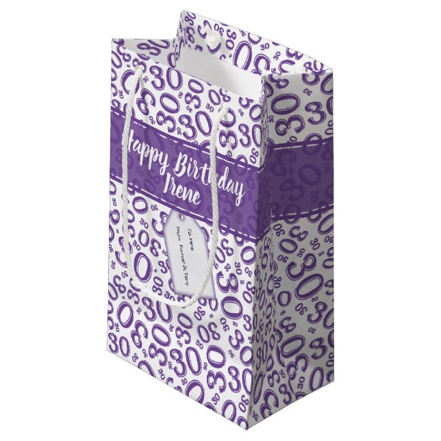 30th Birthday Random Number Pattern Purple/White (Framsidan Vinklad)