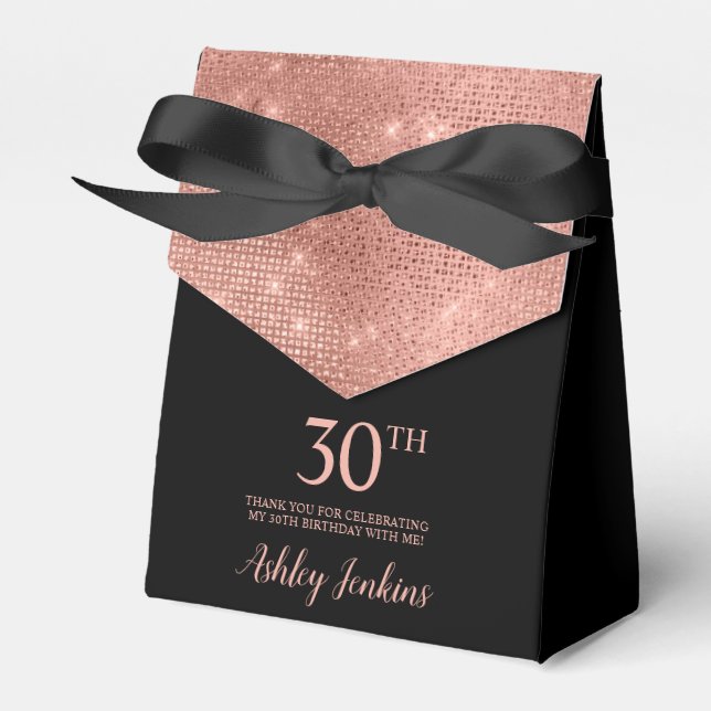 30th Birthday Rose Gold Thank You Favor Box Presentaskar (Framsidan Sidan)