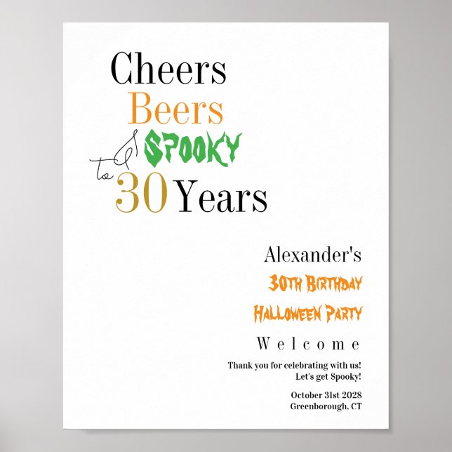 30th Birthday Spooky Halloween Party Welcome Poster (Framsidan)
