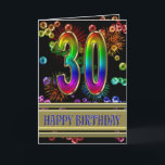 30th Birthday with rainbow bubbles and fireworks Kort<br><div class="desc">A burst of color with this stunning birthday card. Fireworks and bubbles in rainbow colors,  and a fine gold background for the greeting.</div>