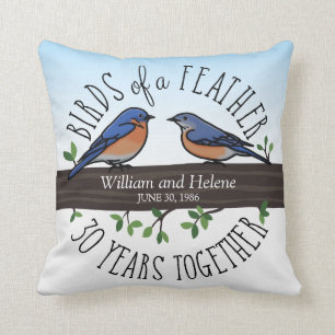 30th Bröllopsdag bluebirds av en fjäder Kudde