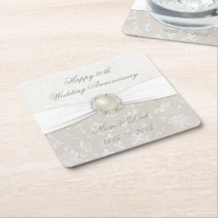 30th bröllopsdagkustfartyg för damast underlägg papper kvadrat