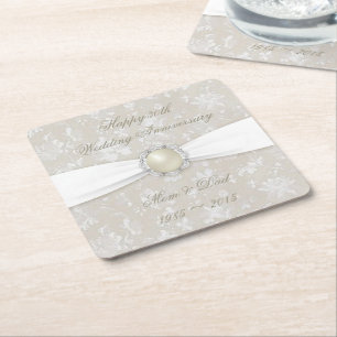 30th bröllopsdagkustfartyg för damast underlägg papper kvadrat