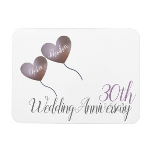 30th pärlemorfärg bröllopsdaghjärtaballonger magnet