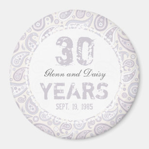 30th Pärlemorfärg bröllopsdagPaisley mönster Magnet