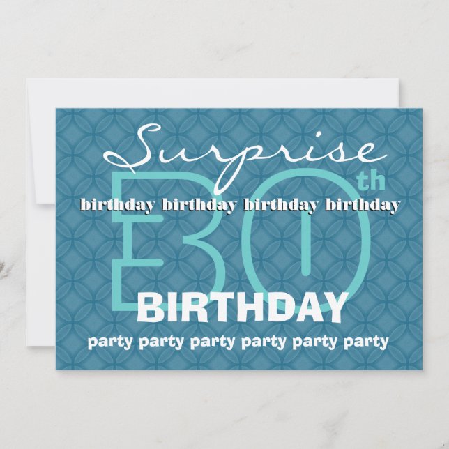 30th SURPRISE Birthday Powder Blue Circles W485 Inbjudningar (Framsida)