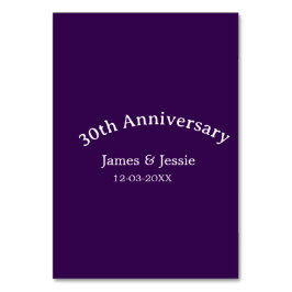 30th wedding anniversary name date purple simple  bordsnummer