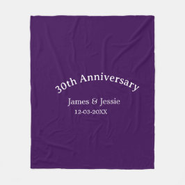 30th wedding anniversary name date purple simple  fleecefilt