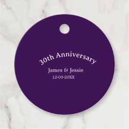30th wedding anniversary name date purple simple  gåvor etiketter