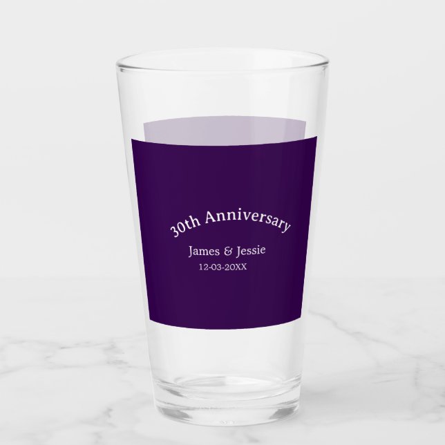 30th wedding anniversary name date purple simple  glaskopp (Framsida)