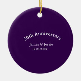 30th wedding anniversary name date purple simple  julgransprydnad keramik