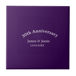30th wedding anniversary name date purple simple  kakelplatta