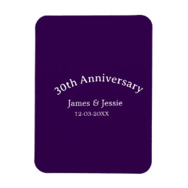 30th wedding anniversary name date purple simple  magnet