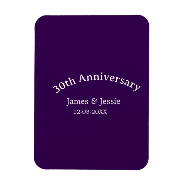 30th wedding anniversary name date purple simple  magnet (Vertikal)