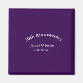 30th wedding anniversary name date purple simple  magnet