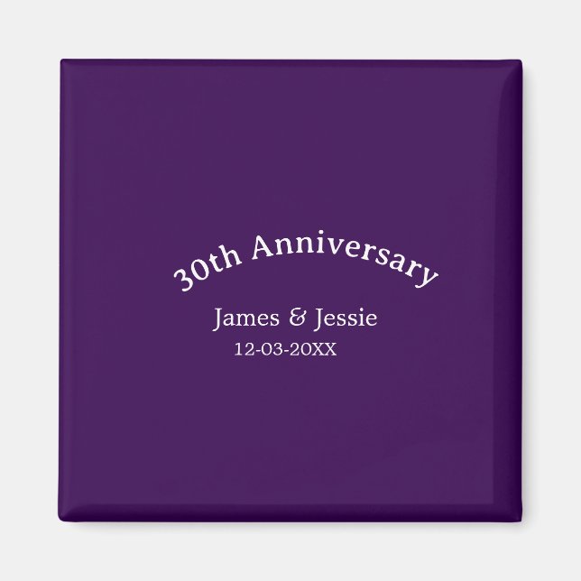 30th wedding anniversary name date purple simple  magnet (Framsidan)