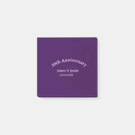 30th wedding anniversary name date purple simple  post-it block