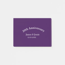 30th wedding anniversary name date purple simple  post-it block