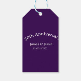30th wedding anniversary name date purple simple  presentetikett
