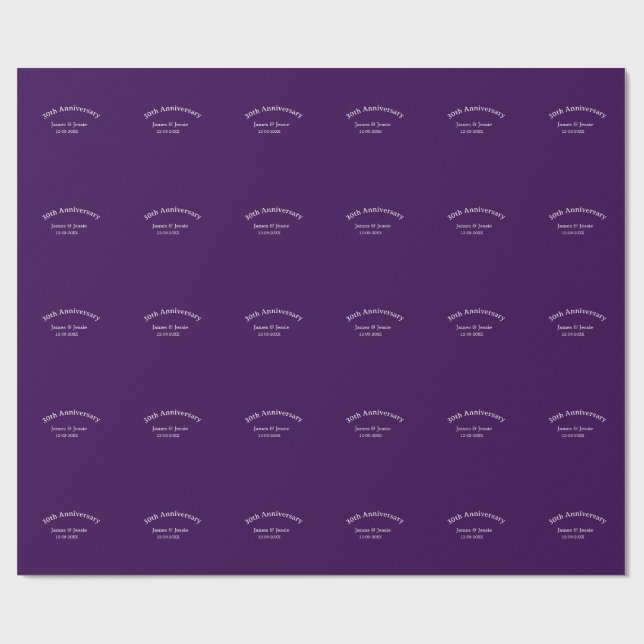 30th wedding anniversary name date purple simple  presentpapper (Platt)