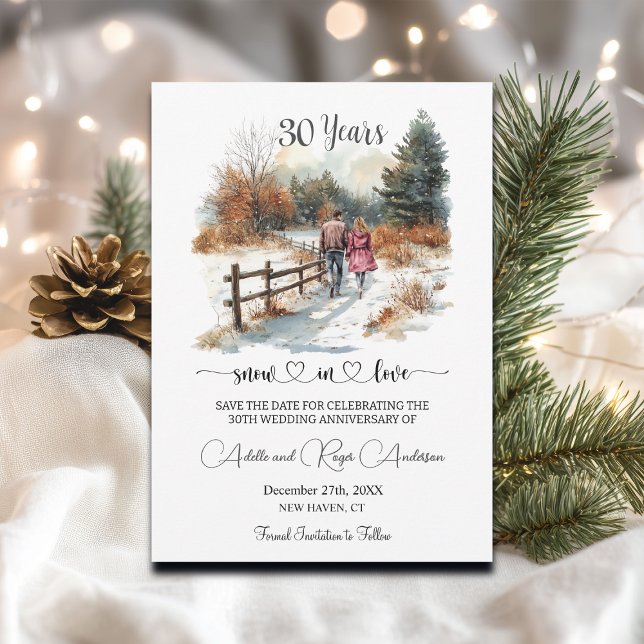 30th Wedding Anniversary Winter Landscape Romantic Spara Datumet (Skapare uppladdad)