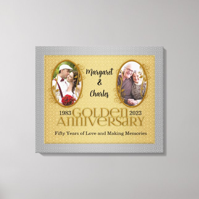 30x24 50-årsjubileum Fotokollage Canvastryck (Framsida)