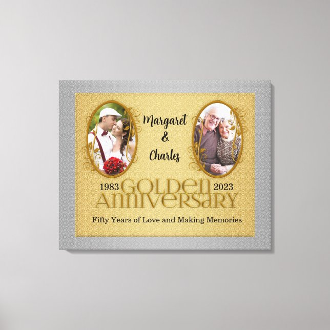 30x24 50th Golden Annivsersary Photo Collage Canvastryck (Framsida)