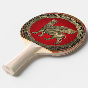 [310] Assyrian Winged Bull - Guld Lamassu Pingisracket