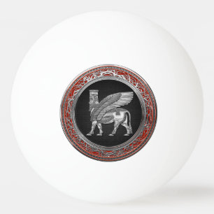 [310] Assyrian Winged Bull - Silver Lamassu Pingisboll