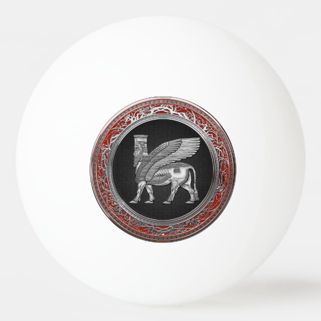 [310] Assyrian Winged Bull - Silver Lamassu Pingisboll (Framsidan)