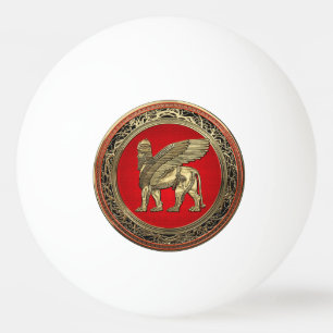 [310] Assyriansk vind Lejon - Guld Lamassu Pingisboll