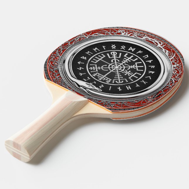 [310] Vegvisir - Viking Silver Magic Runic Compass Pingisracket (Ryggvinkel)