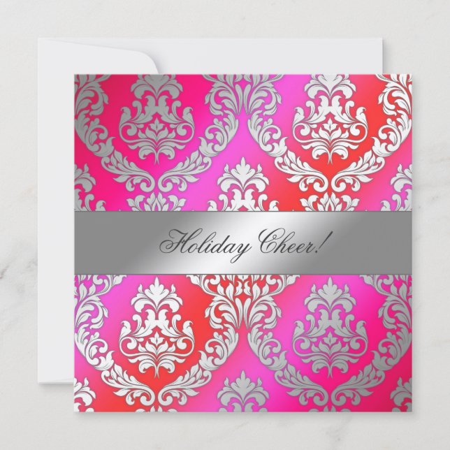311 Alonnah Damask Cherry Cake Metallic Guld Inbjudningar (Framsida)