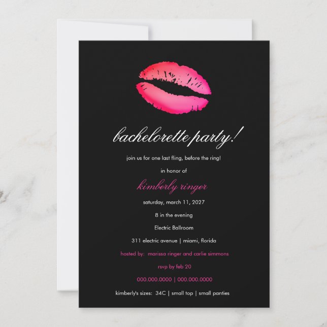311 Bachelorette Lingerie Party Inbjudan (Framsida)
