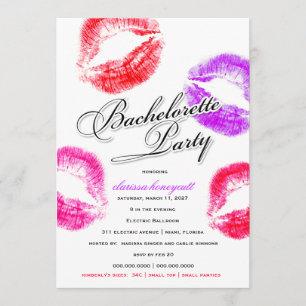 311-Bachelorette party - färgrika kyssar Inbjudningar