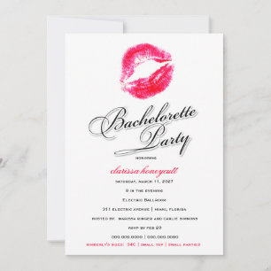 311-Bachelorette party - röda kyssar för godis Inbjudningar