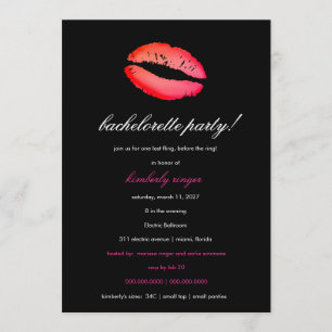 311-Bachelorette/RÖD damunderkläderpartyinbjudan Inbjudningar