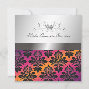 311-Blackberry Damask Ribbon Sunset VIP Inbjudningar