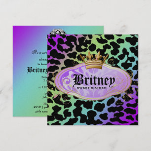 311 Bodacious Leopard Damask Amethyst Rainbow Inbjudningar