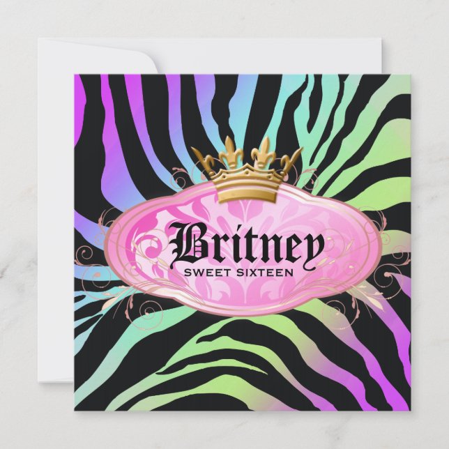 311 Bodacious Zebra Amethyst Rainbow Inbjudningar (Framsida)