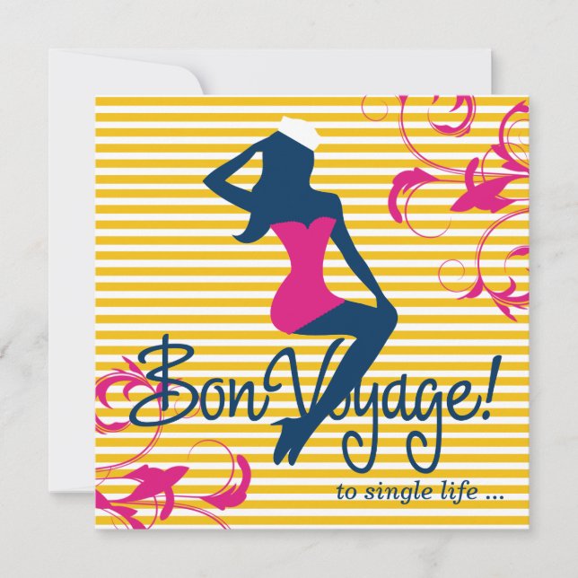 311-Bombshell Silhouette Nautical Bluer Lingerie Inbjudningar (Framsida)