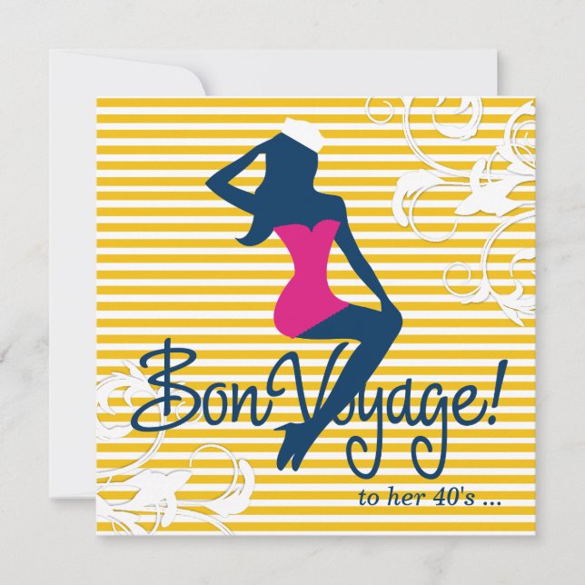 311-Bombshell Silhouette Nautical Theme Inbjudningar (Framsida)