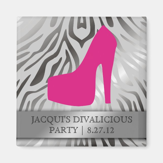 311-Bombshell Silhouette Zebra Shock rosa Heel Magnet (Framsidan)