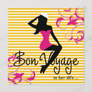 311 Bon Voyage Silhouette Nautical Theme Rosa Inbjudningar