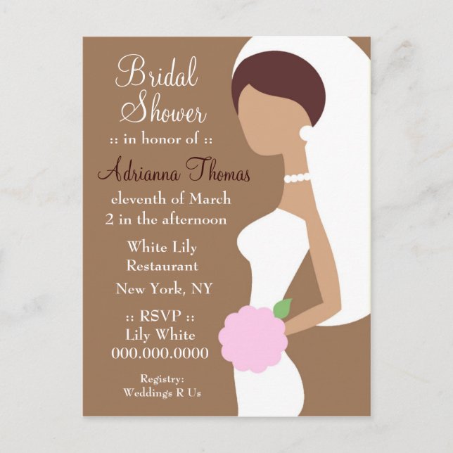 311-BRUNETTE BRIDE SHOWER-ANBUD INBJUDAN VYKORT (Framsida)