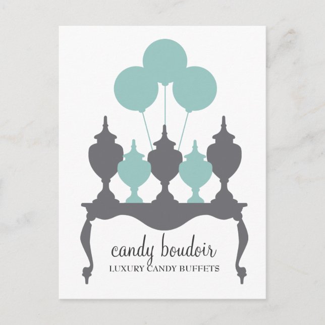 311 Candy Boudoir Rococo Robin Egg Blue & Grått Po Vykort (Framsida)