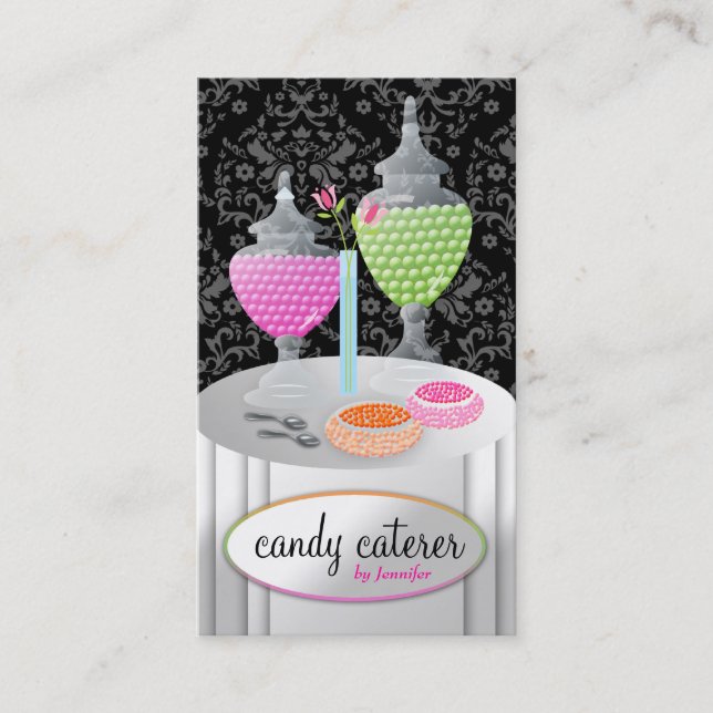 311-Candy svart för Caterer | Visitkort (Framsida)