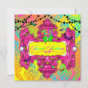 311 Candy Wonderland Rosa Sweet 16 Inbjudningar