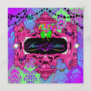 311 Candy Wonderland Rosa Sweet 16 Inbjudningar